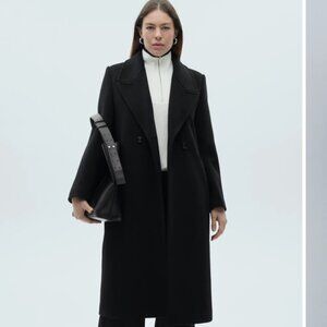 Mango Black Pea Coat